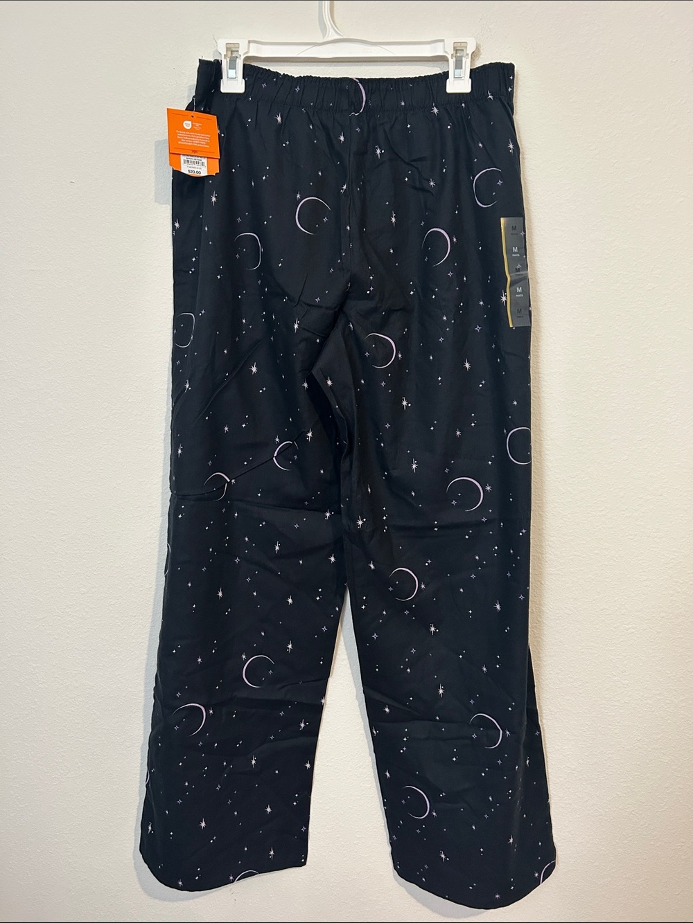 Moon & Star Print Black Lounge Pants with Elastic Waist